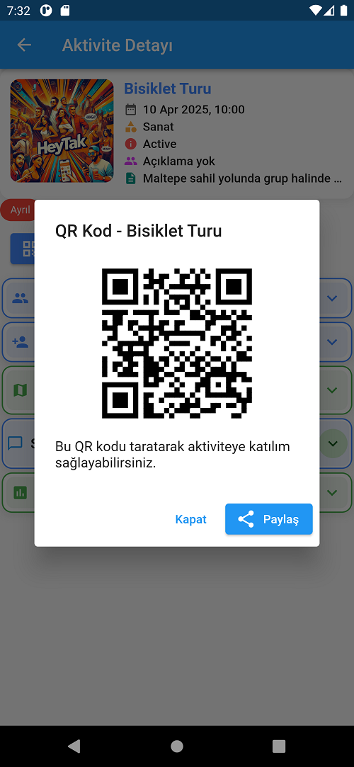 QR kod ile hızlı katılım sistemi