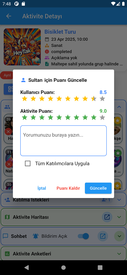 Etkinlik değerlendirme ve puanlama sistemi